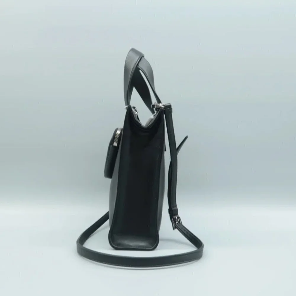 Authentic Prada Black Triangle Leather Satchel Bag